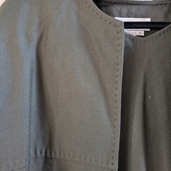 Doncaster Vintage 100% Woven Silk Dark Olive Green Jacket And Shell - Picture 4 of 9